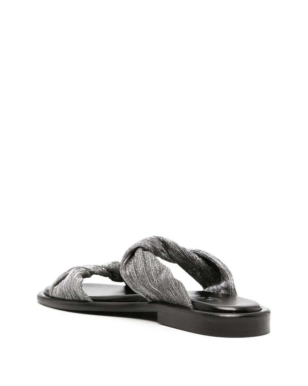 IRO White Twist Glitter Flat Slides