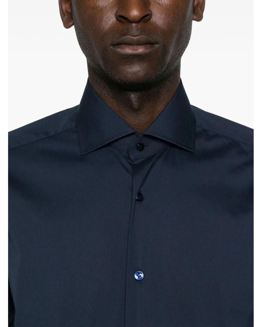 Barba Napoli Blue Spread-Collar Shirt for men