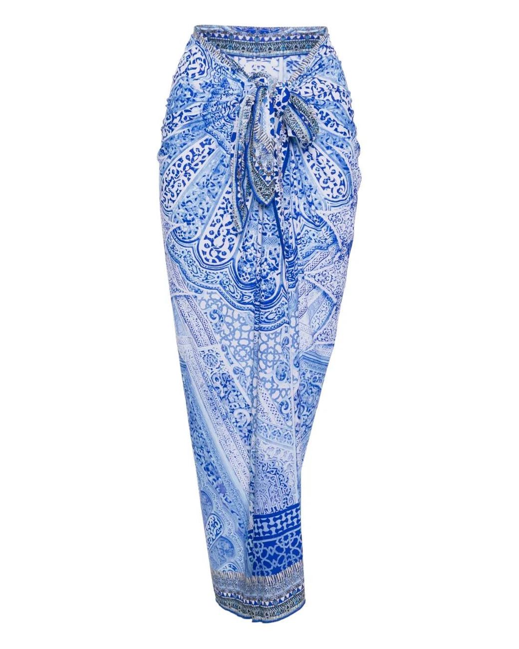 Camilla Blue Graphic-Print Skirt