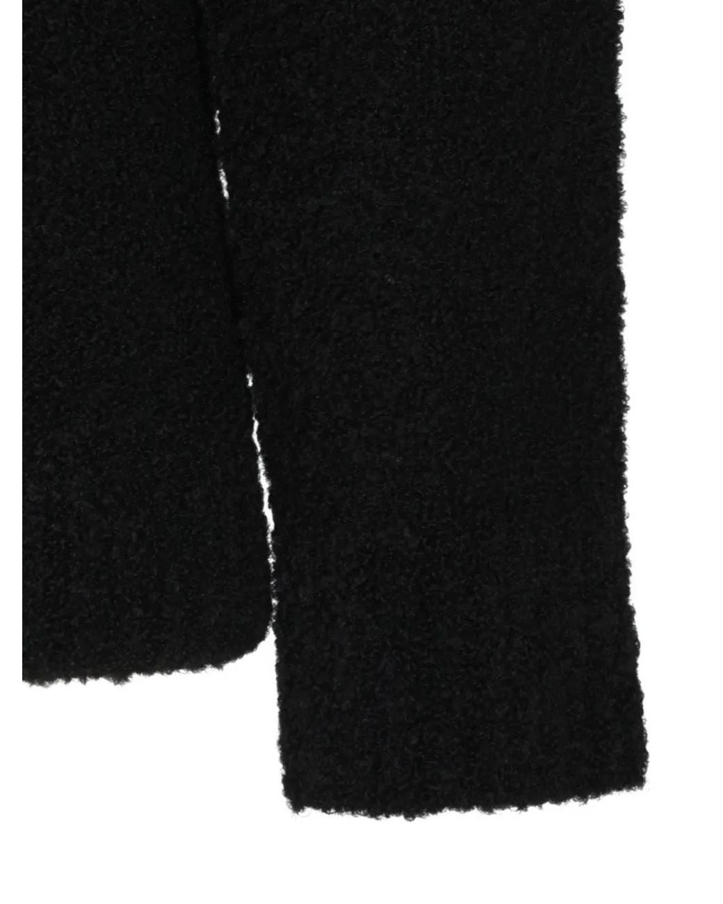 Seven Gauge Black Bouclé-Knit Polo-Collar Sweater for men