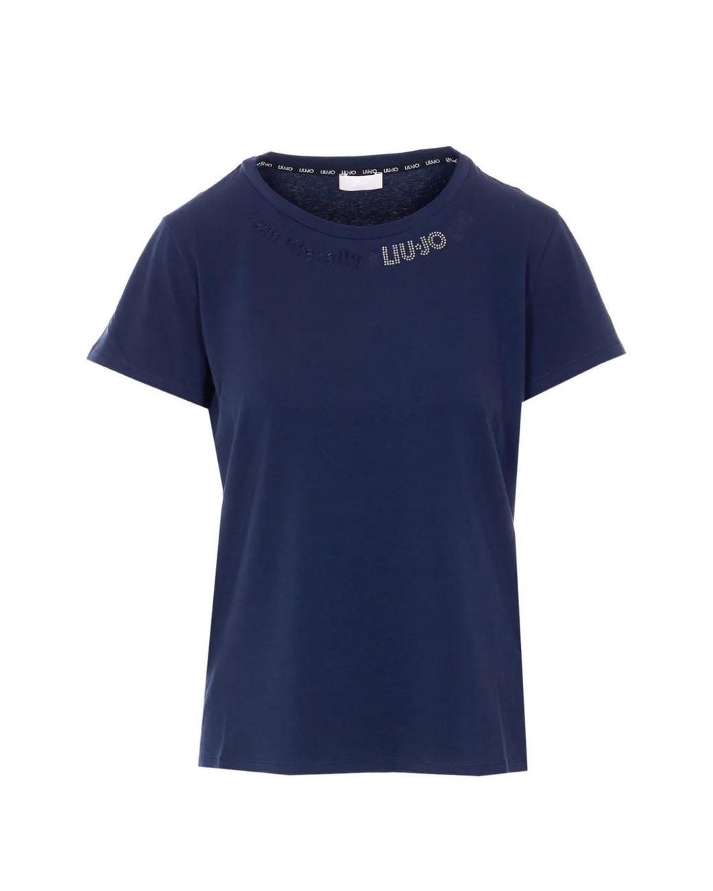 Liu Jo Blue Strass Logo T-Shirt