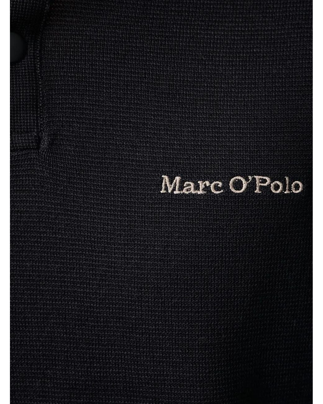Marc O' Polo Black X Dfb Logo-Embroidered Press-Stud Polo Shirt for men