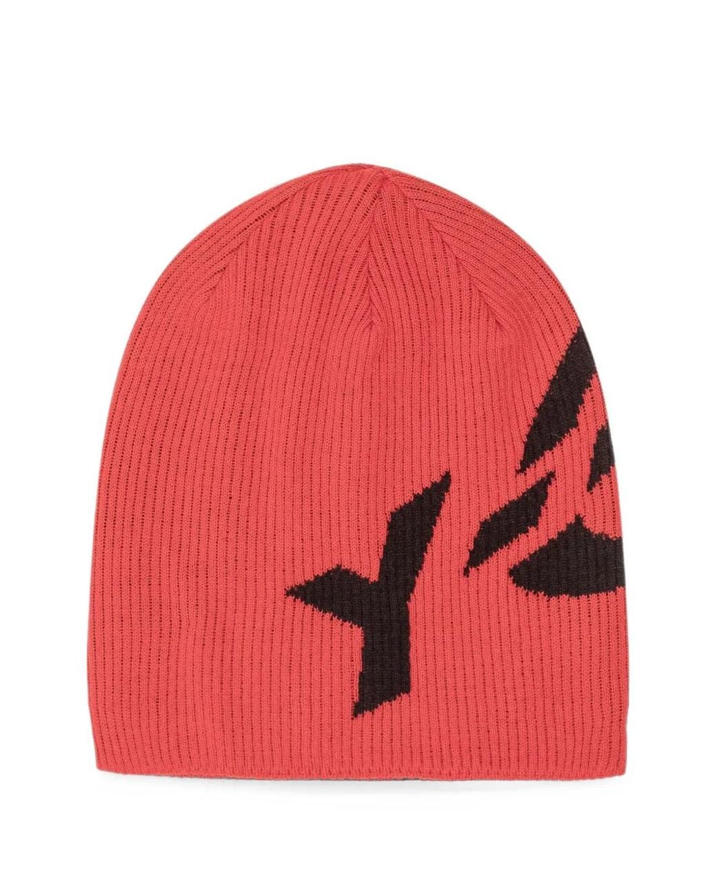 Y-3 Red Graphic Logo Beanie for men