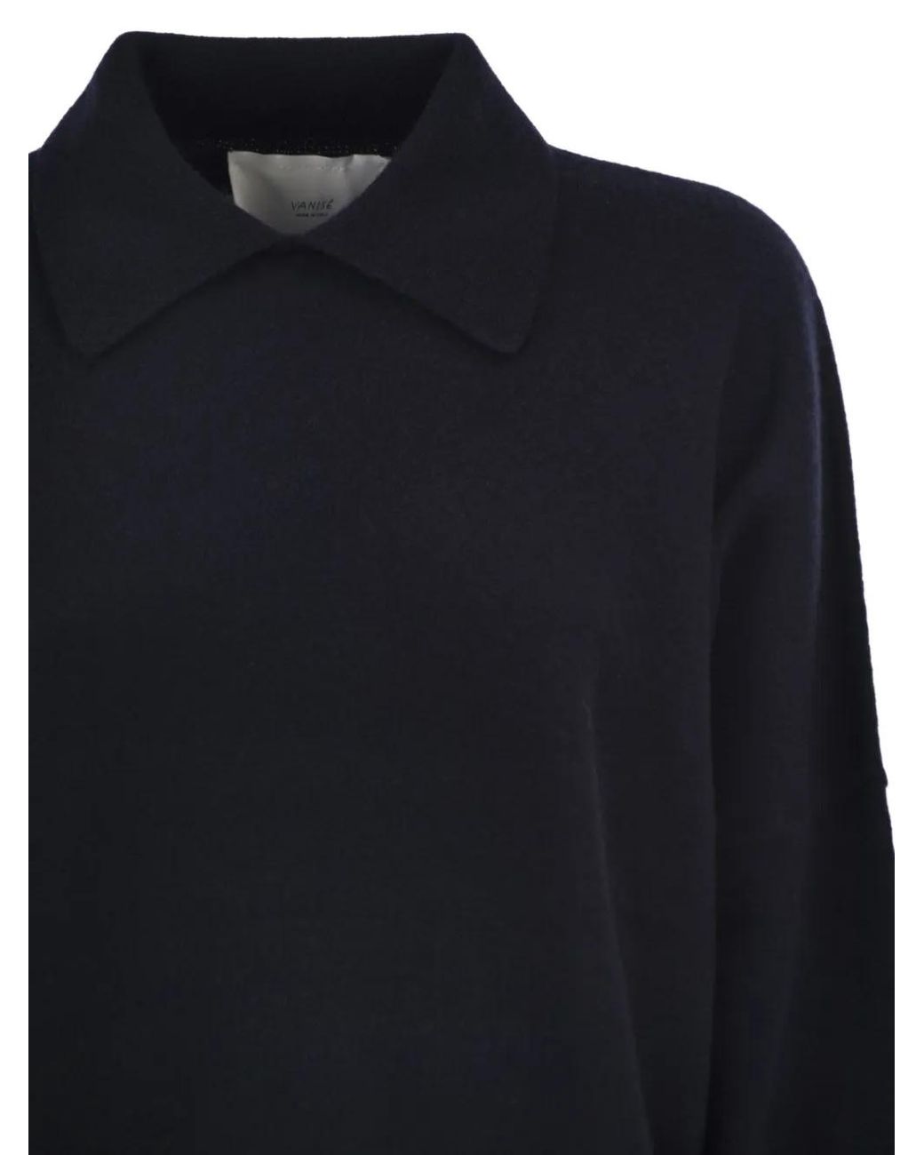Vanisé Black Cashmere Polo Top
