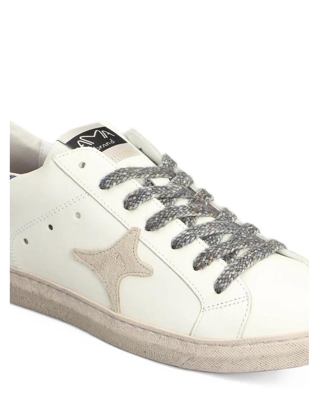 AMA BRAND White Star-Patch Lace-Up Sneakers for men