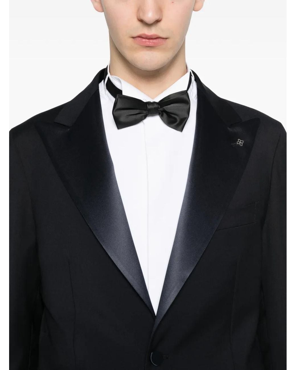 Tagliatore Black Peak-Lapel Suit for men