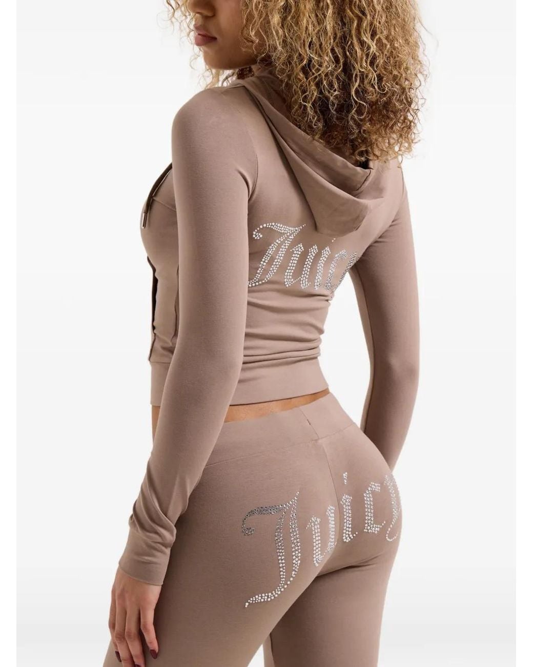 Juicy Couture Pink Diamanté-Logo Zip-Through Hoodie