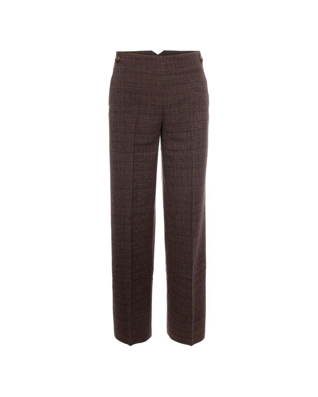 Liu Jo Brown Tartan-Check Straight-Leg Trousers