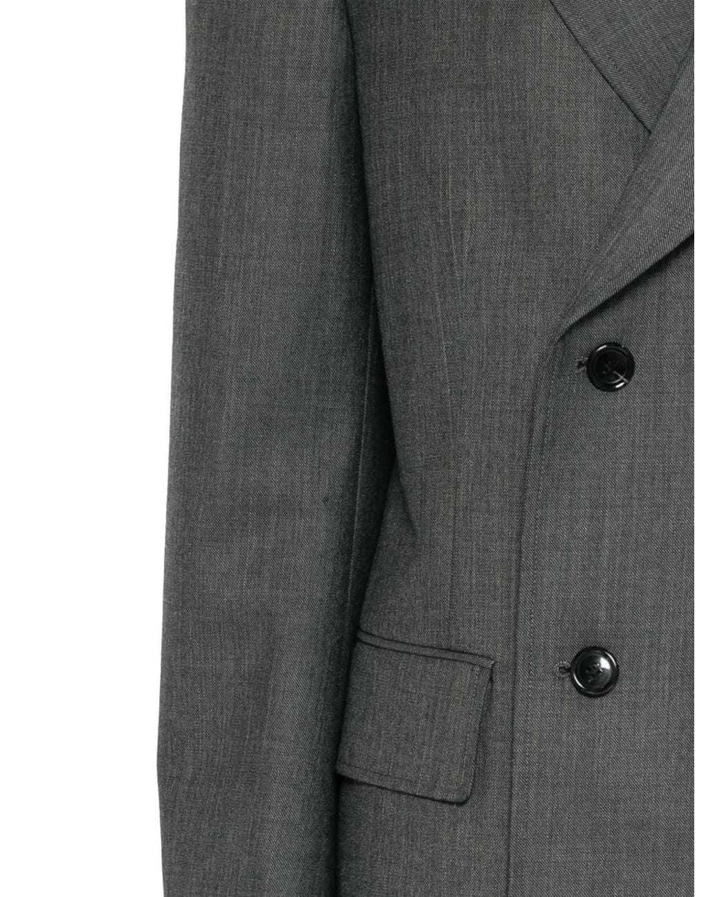 Junya Watanabe Gray Blazer Croisé À Revers Crantés