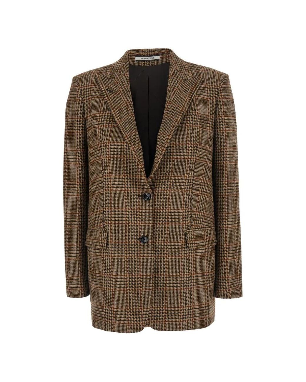 Tagliatore Brown Berta Check-Pattern Single-Breasted Blazer
