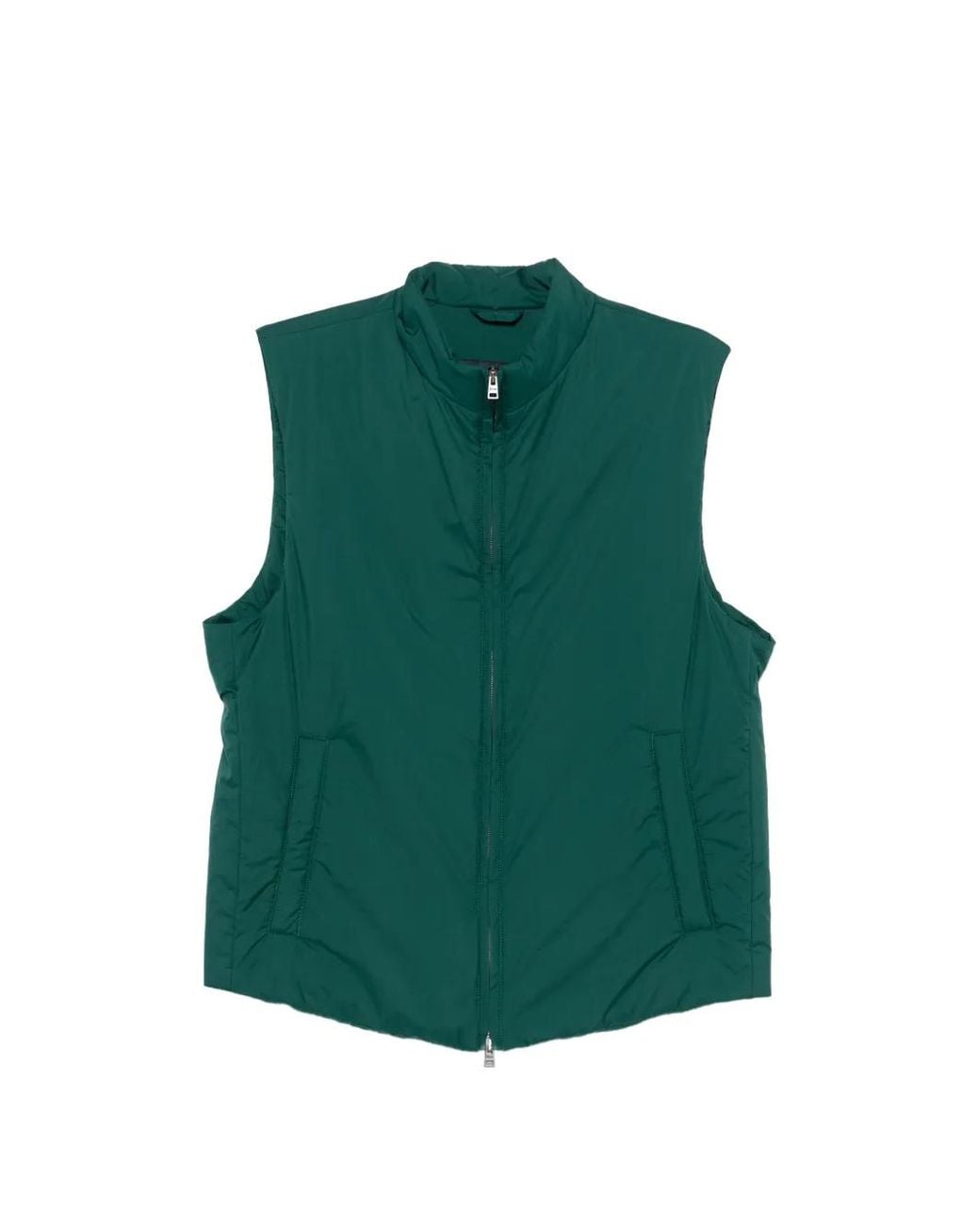Herno Green Zip Sleeveless Polyamide Gilet for men