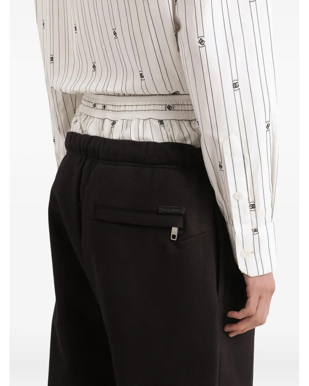 Dolce & Gabbana Black Drawstring Cuffed Track Pants for men