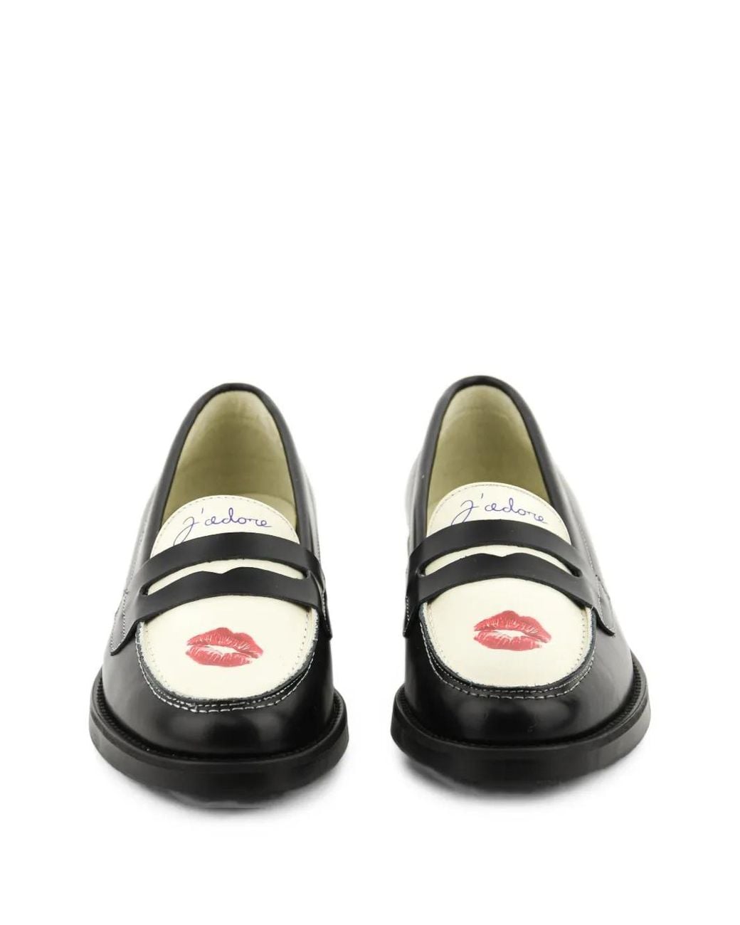 Duke & Dexter Black Graphic-Print Leather Loafers