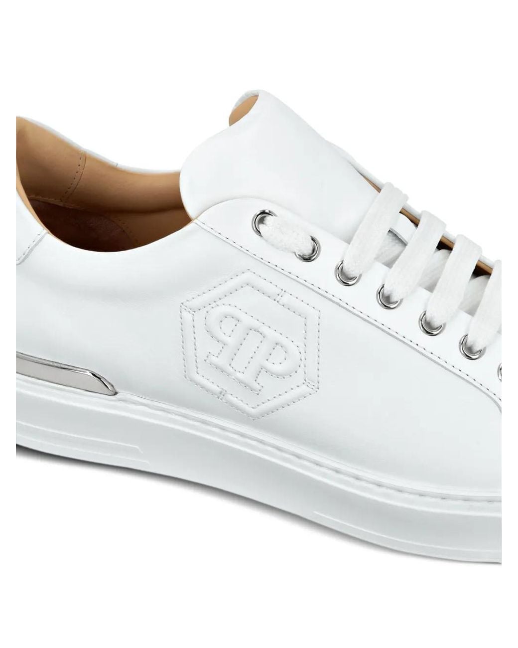 Philipp Plein White Embossed Sneakers