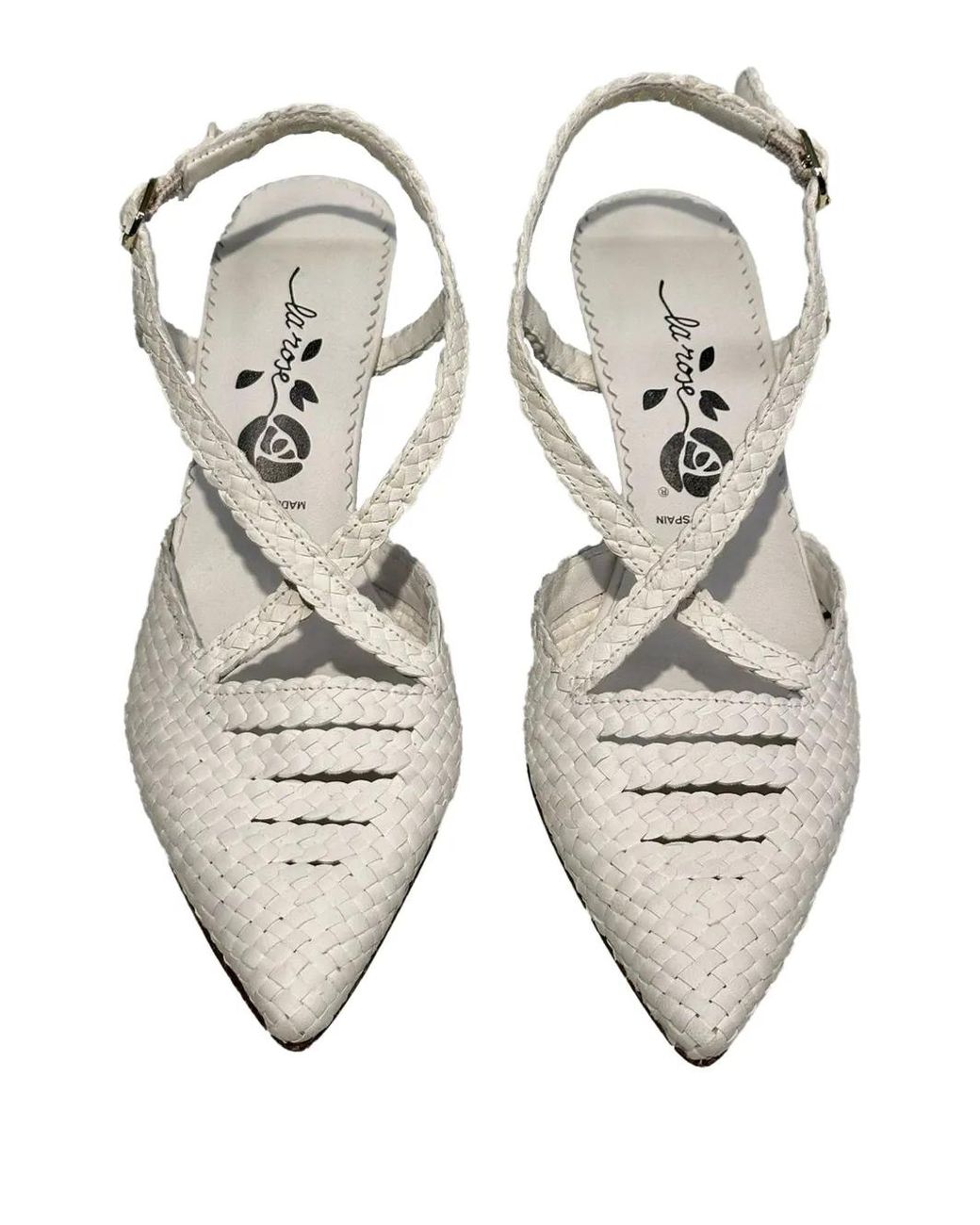 LA ROSE Metallic Moritz Pointed-Toe Woven Pumps