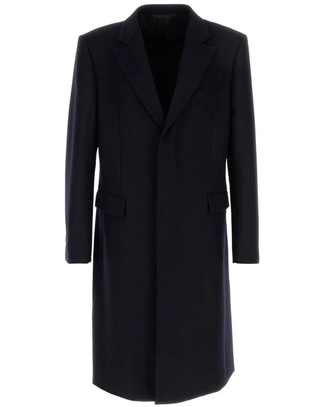 Givenchy Black Notched-Lapel Virgin Wool Overcoat for men