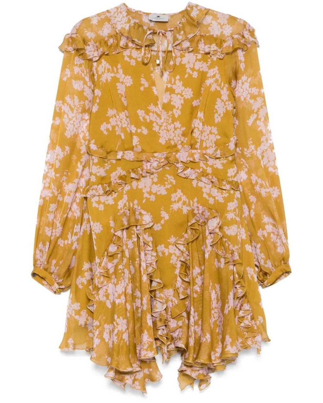 Elisabetta Franchi Metallic Dress With Flowers