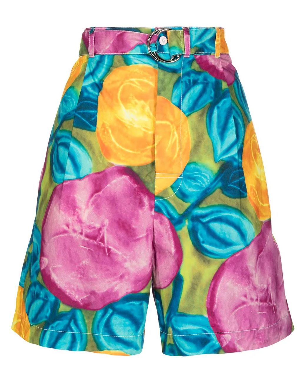 Marni Multicolor Floral-Print Belted-Waist Shorts