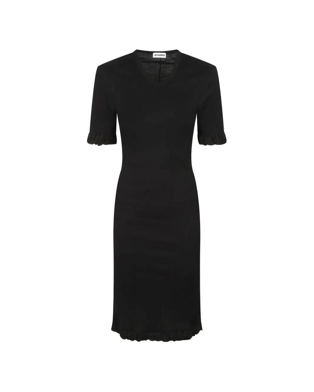 Jil Sander Black Ribbed Midi Dress