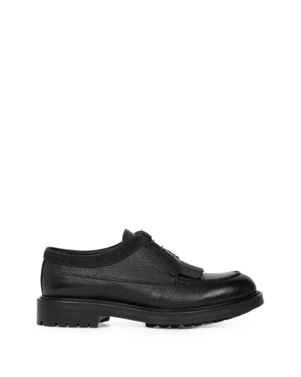 Etro Black Mocassins En Cuir Grainé À Lacets for men