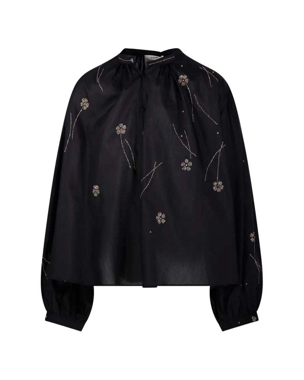 Forte_forte Black Bead-Embroidered Blouse