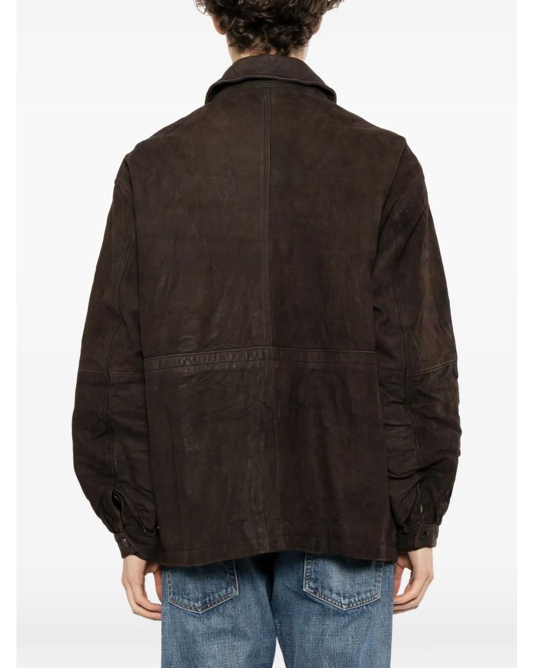 Visvim Black Suede-Finish Leather Jacket for men