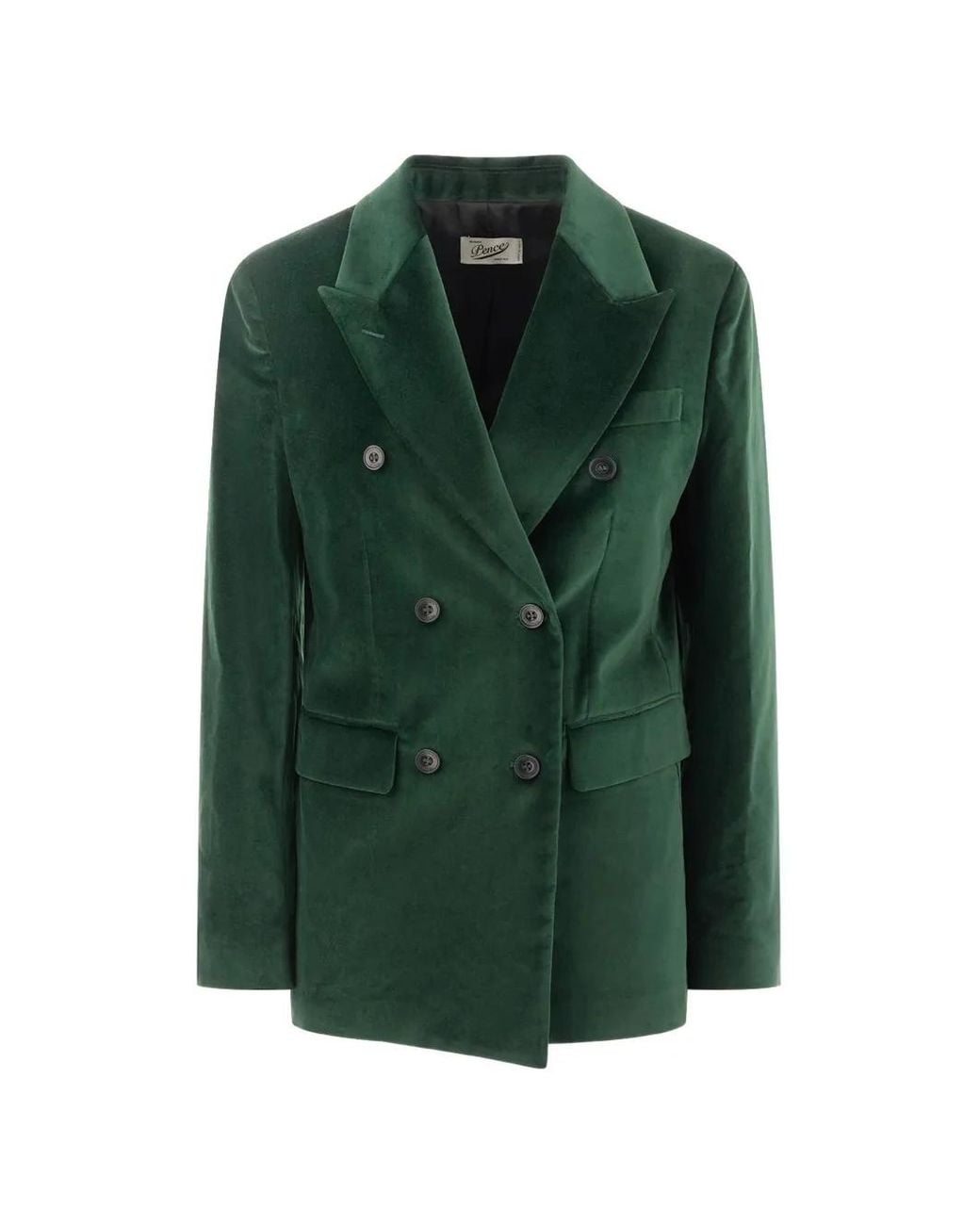 Pence Green Double-Breasted Velvet Blazer