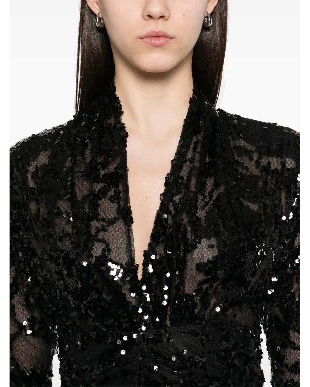 Victoria Beckham Black Sequinned Mini Dress