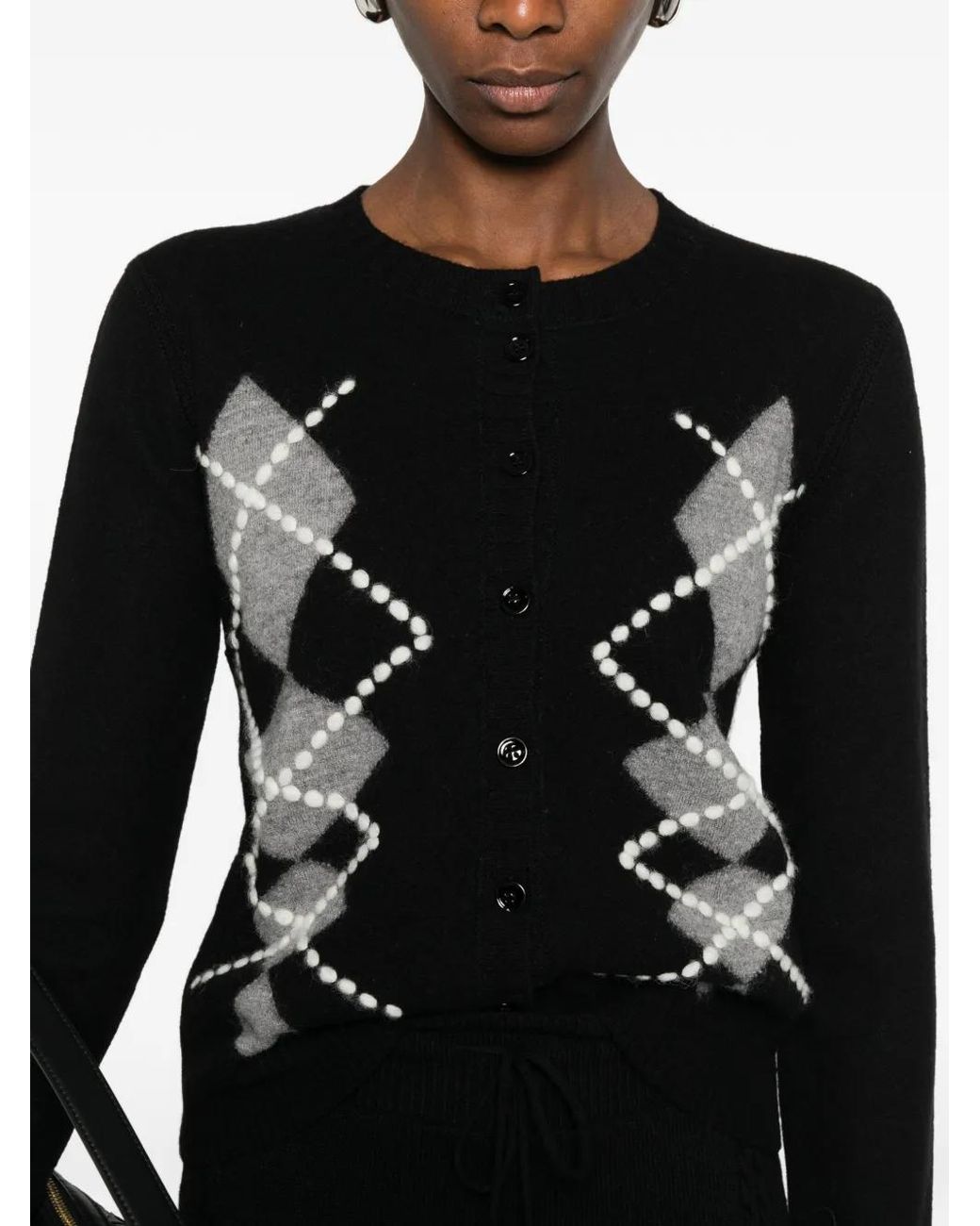 Ermanno Scervino Black Argyle-Motif Cardigan