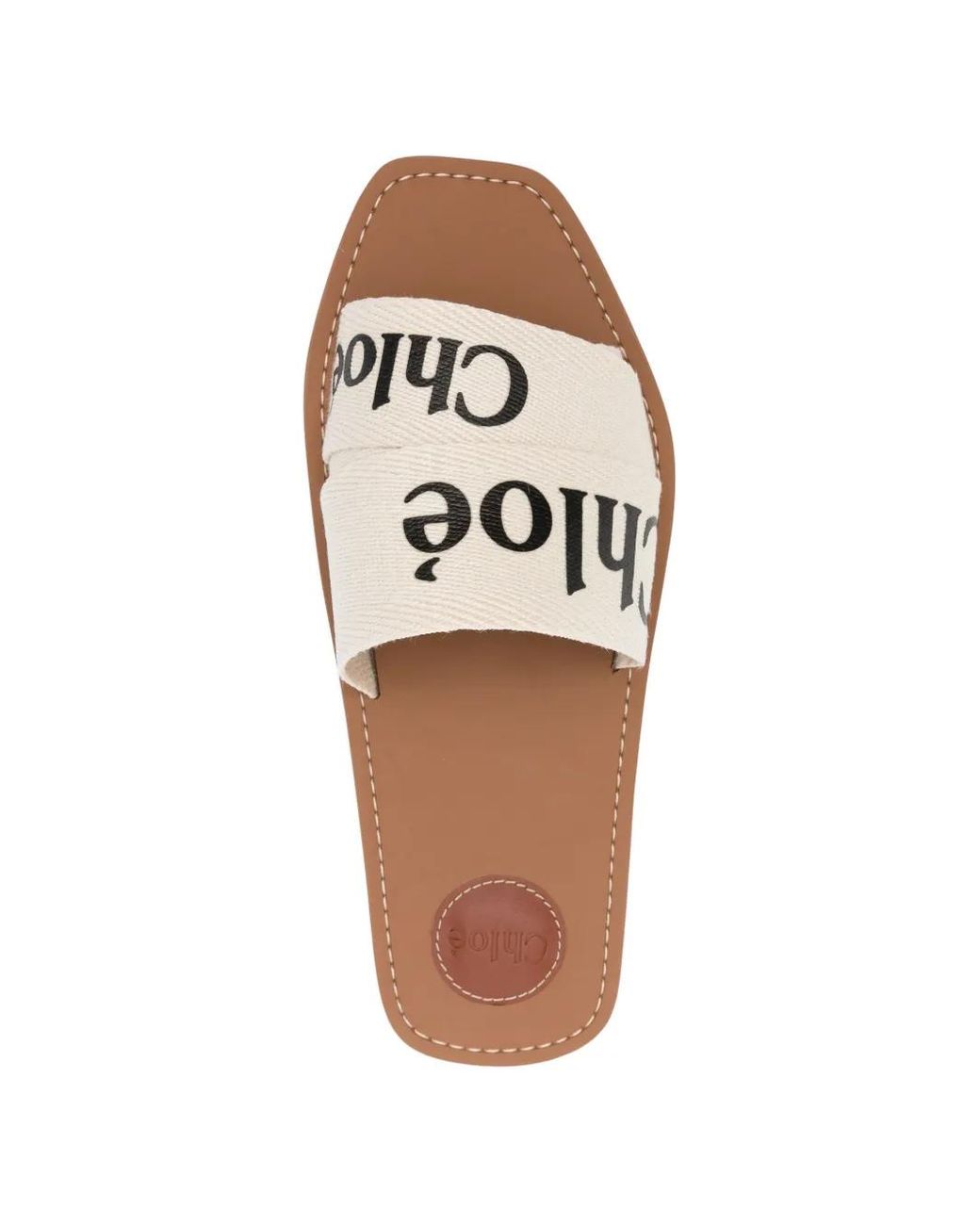 Chloé White Woody Logo-Print Sandals