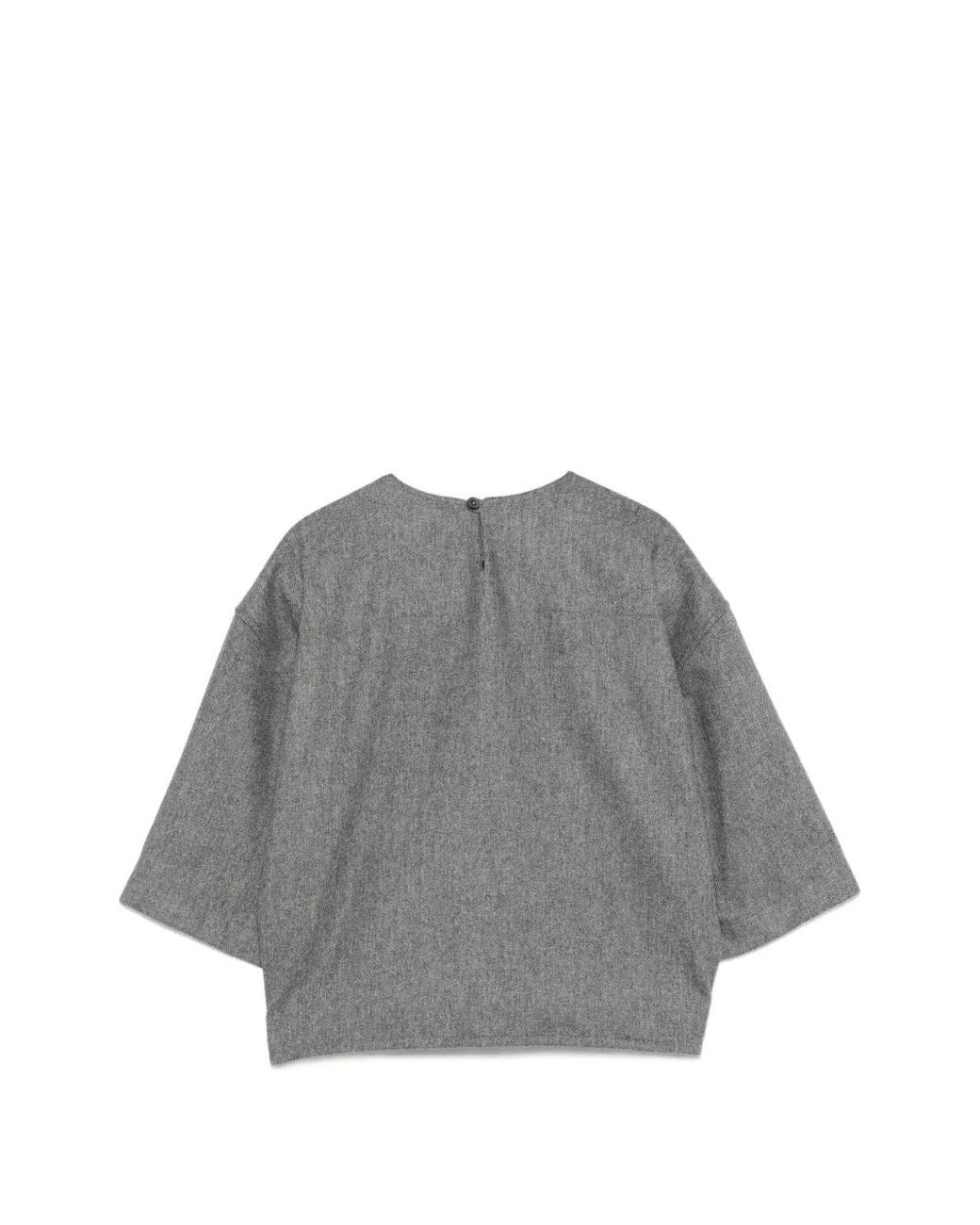 Thelatest Gray Dulce Round-Neck Top