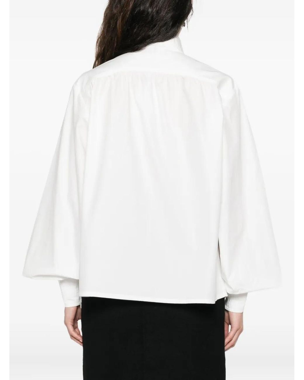Zimmermann White Mock-Neck Buttoned Blouse