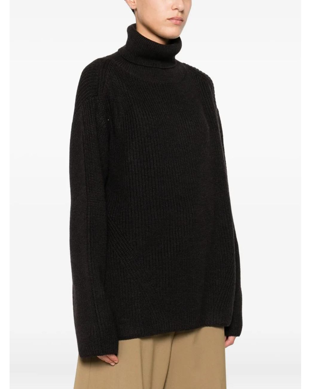P.A.R.O.S.H. Black High-Neck Ribbed Sweater