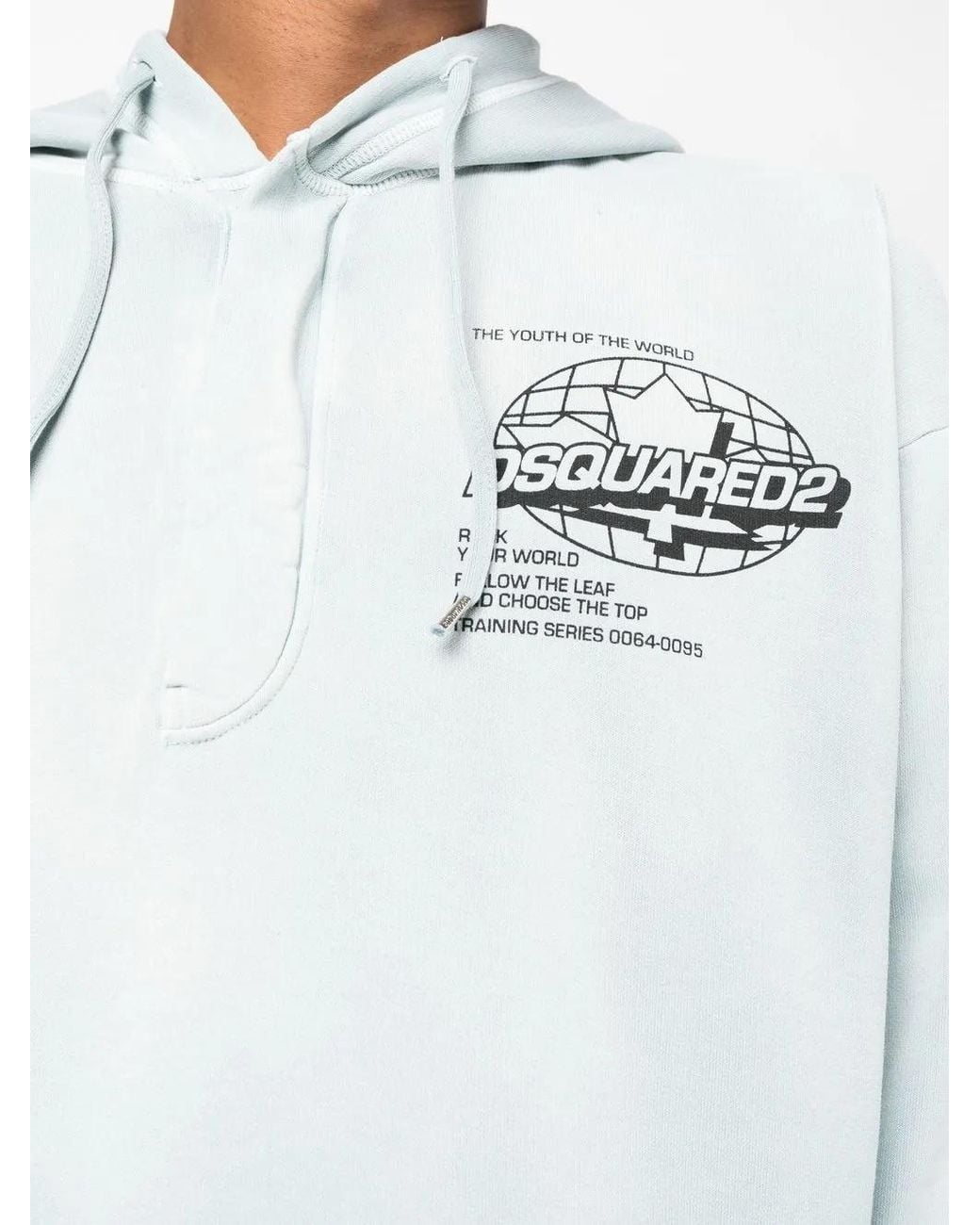 DSquared² Blue Logo-Print Cotton Hoodie for men