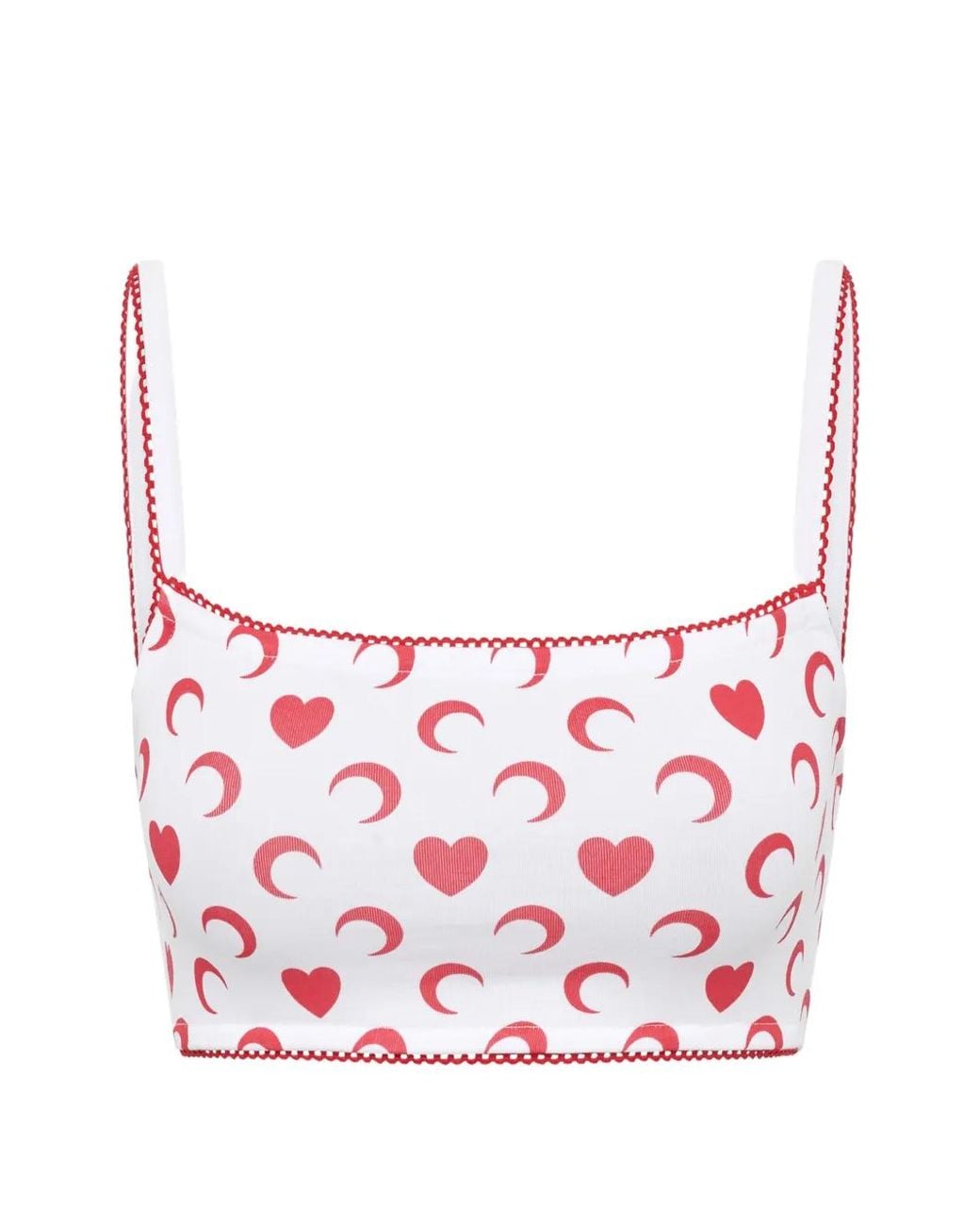 MARINE SERRE Pink Moon Heart Bralette With Spaghetti Shoulder Straps