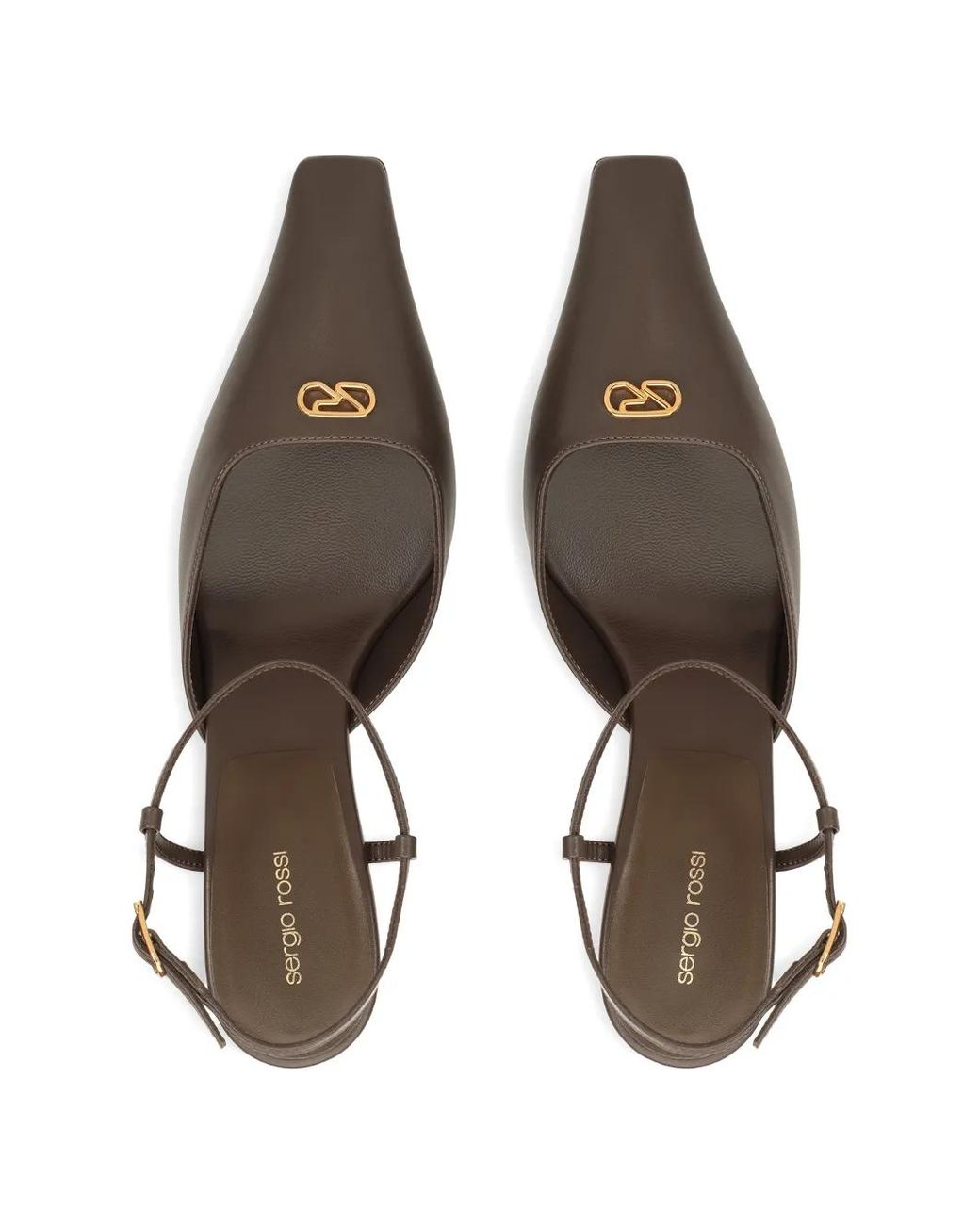 Sergio Rossi White Surge Logo-Plaque Pointed-Toe Pumps