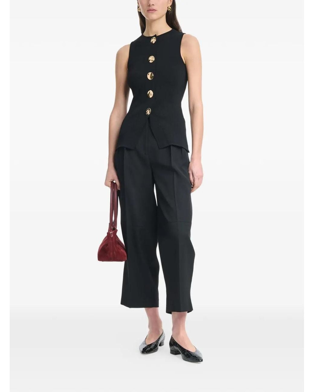 Altuzarra Black Happer Button-Front Top