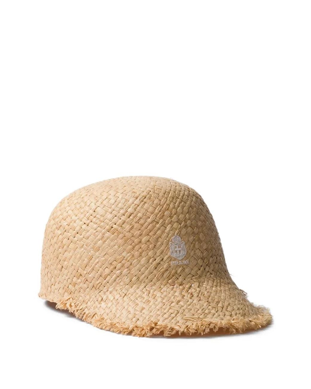Prada Raffia Honkbalpet in het Natural
