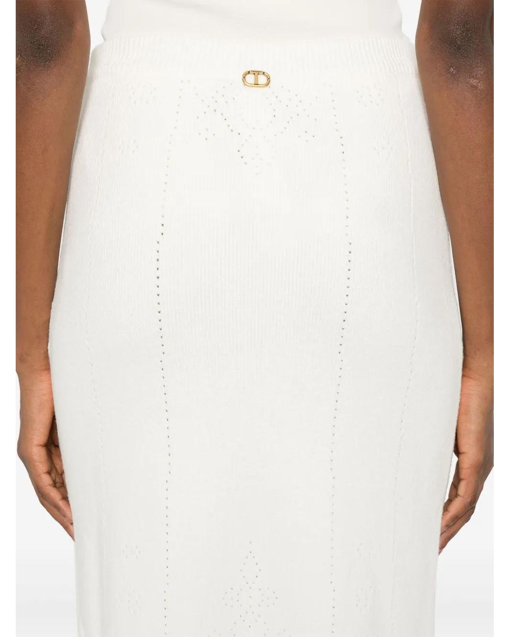 Twinset White Scalloped Pencil Skirt
