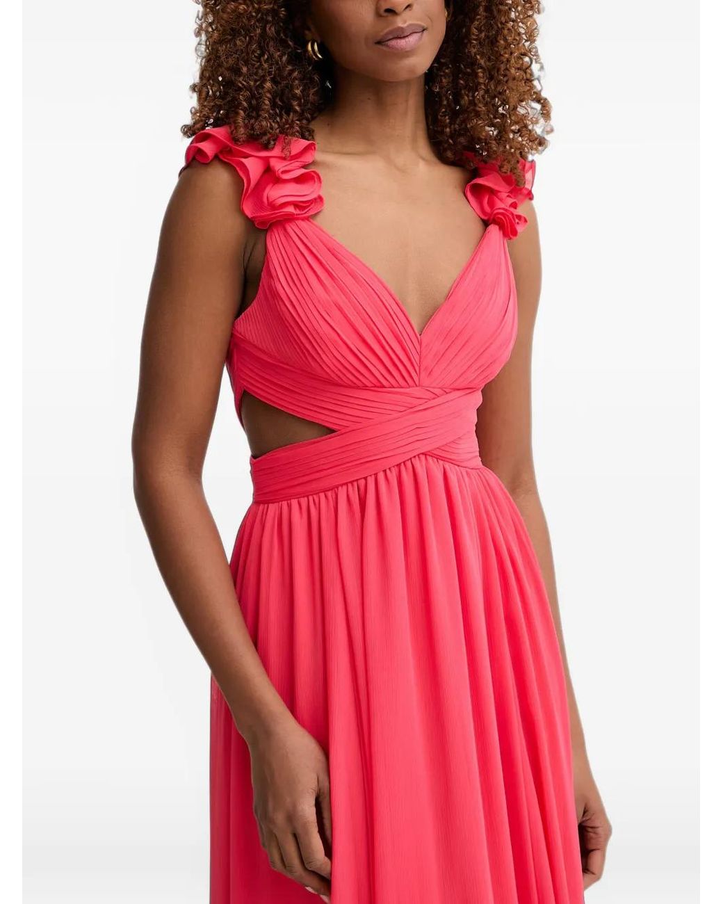 Morgan Pink Ruffled Cut-Out Maxi Dress