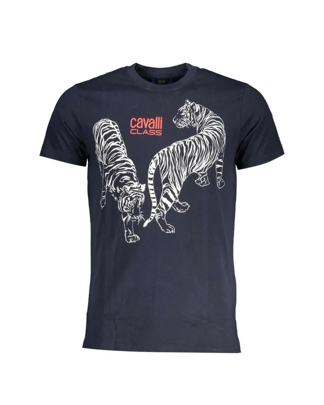 Roberto Cavalli Blue T-Shirt À Imprimé Graphique for men