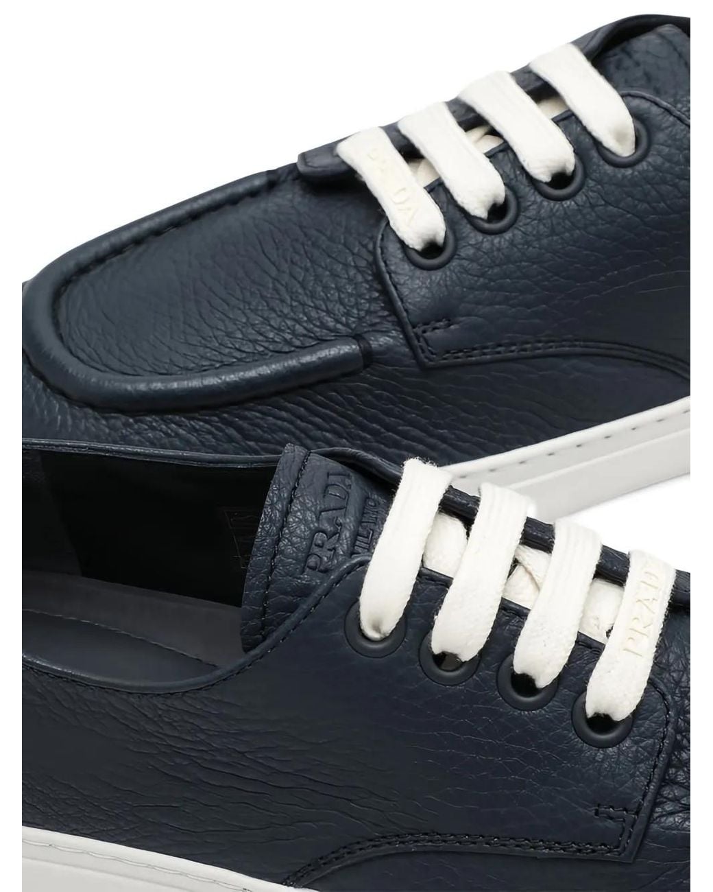 Prada Black Leather Lace-Up Sneakers for men