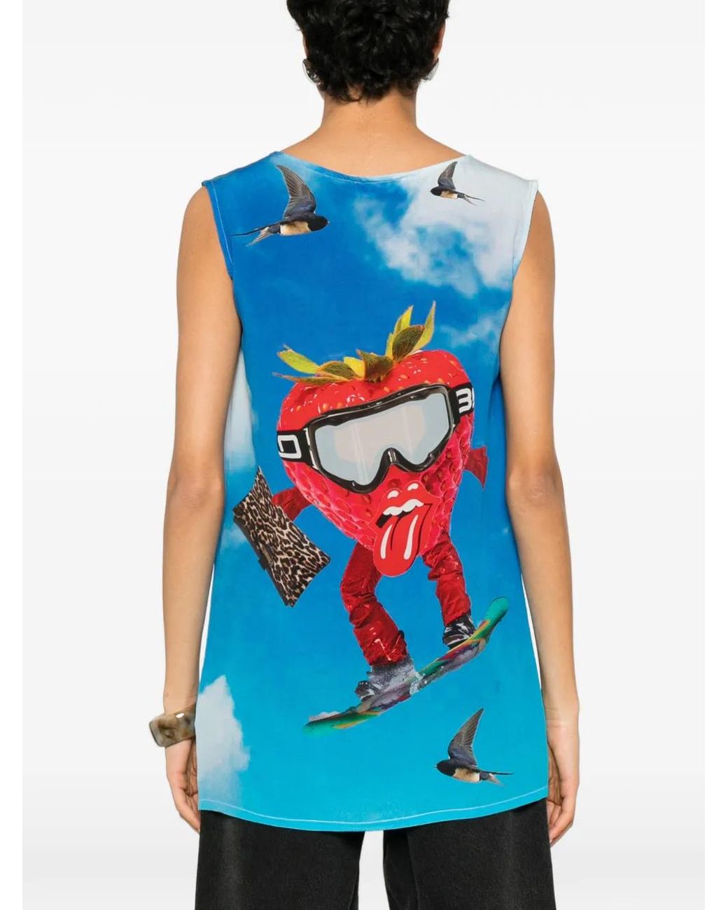 The Artistylist Blue Graphic-Print Sleeveless Top