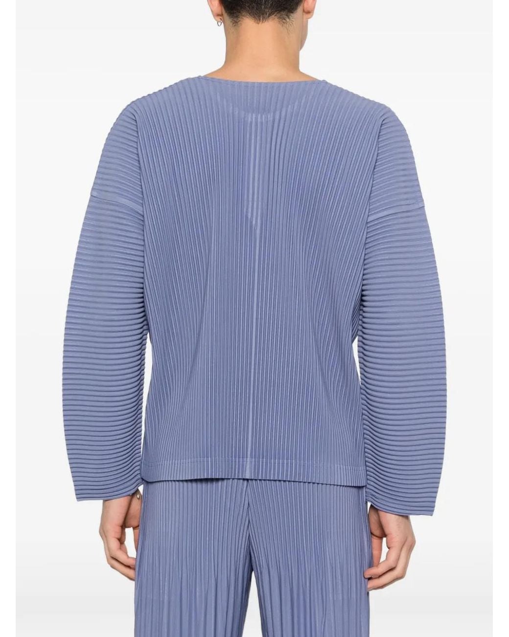 Homme Plissé Issey Miyake Blue February Pleated Buttoned T-Shirt for men