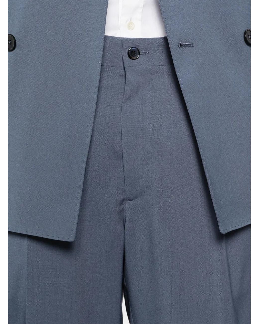 Luigi Bianchi Blue Double-Breasted Peak-Lapel Suit for men