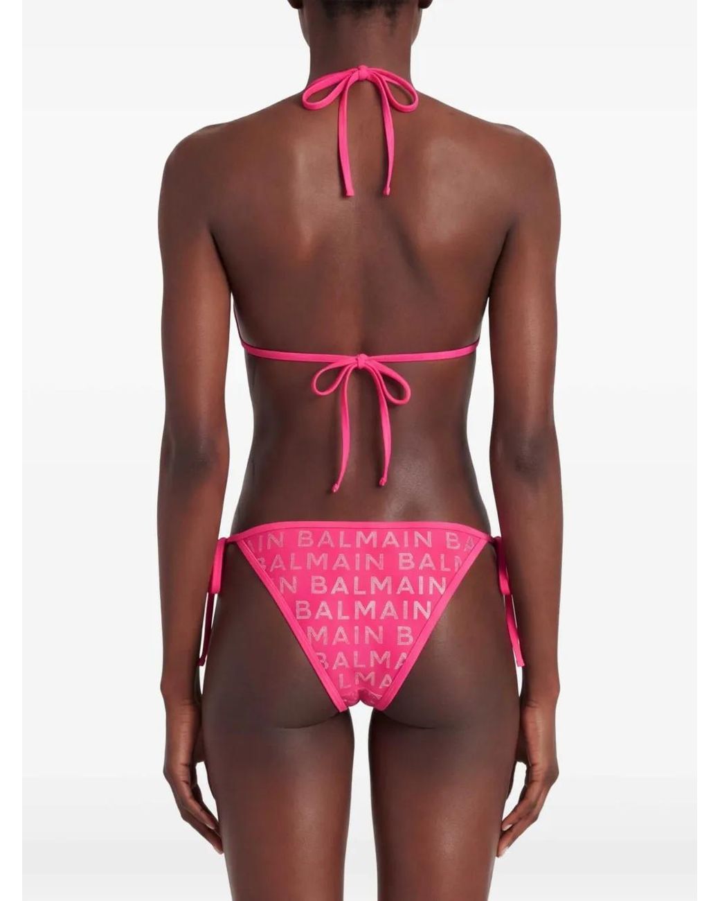 Bikini Con Logo Estampado Balmain de color Pink