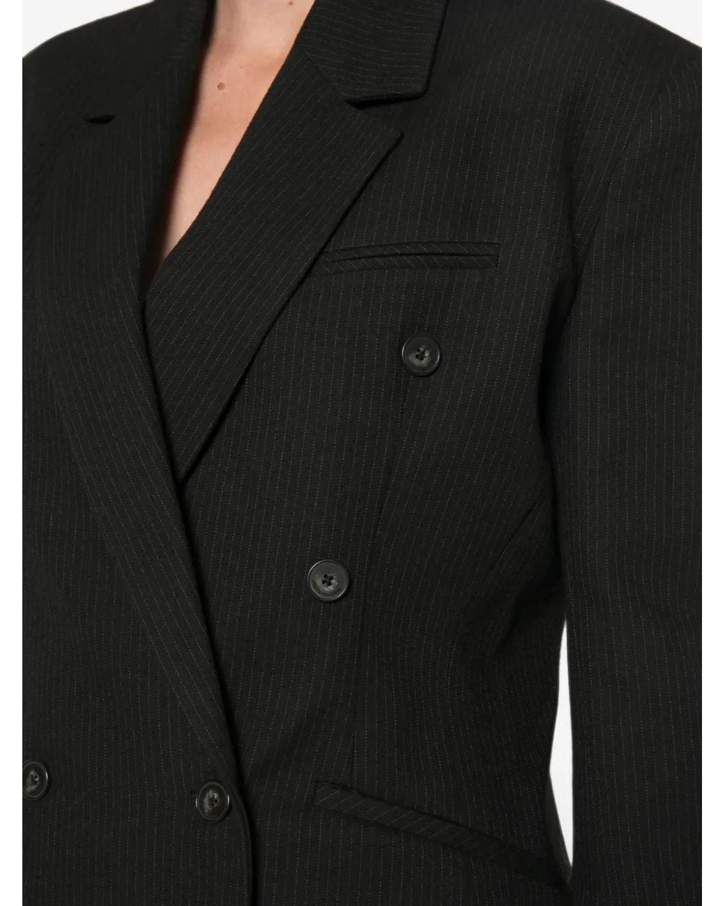 Frankie Shop Black Pinstripe Double-Breasted Blazer