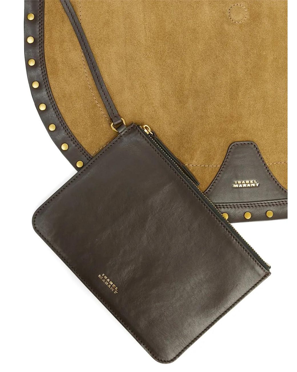 Isabel Marant Metallic Oskan Hobo Studs-Detail Fringed Shoulder Bag