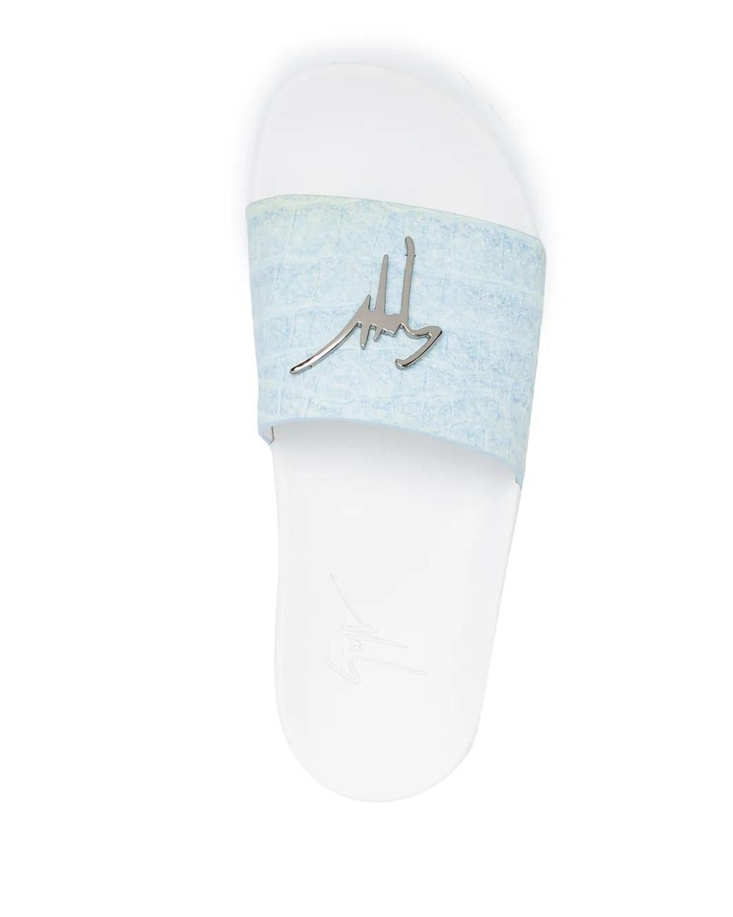 Giuseppe Zanotti White Logo Open-Toe Slides