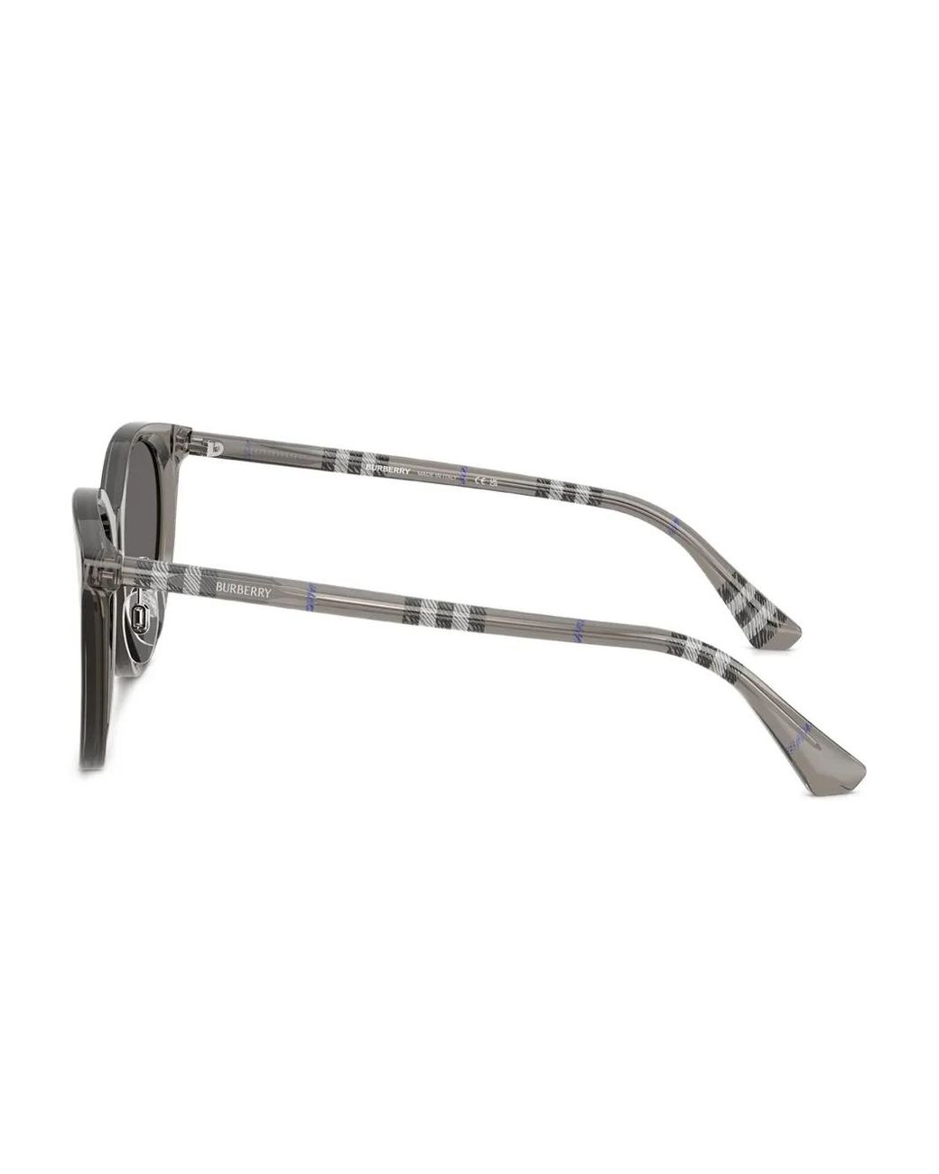 Burberry Gray Check Round-Frame Sunglasses